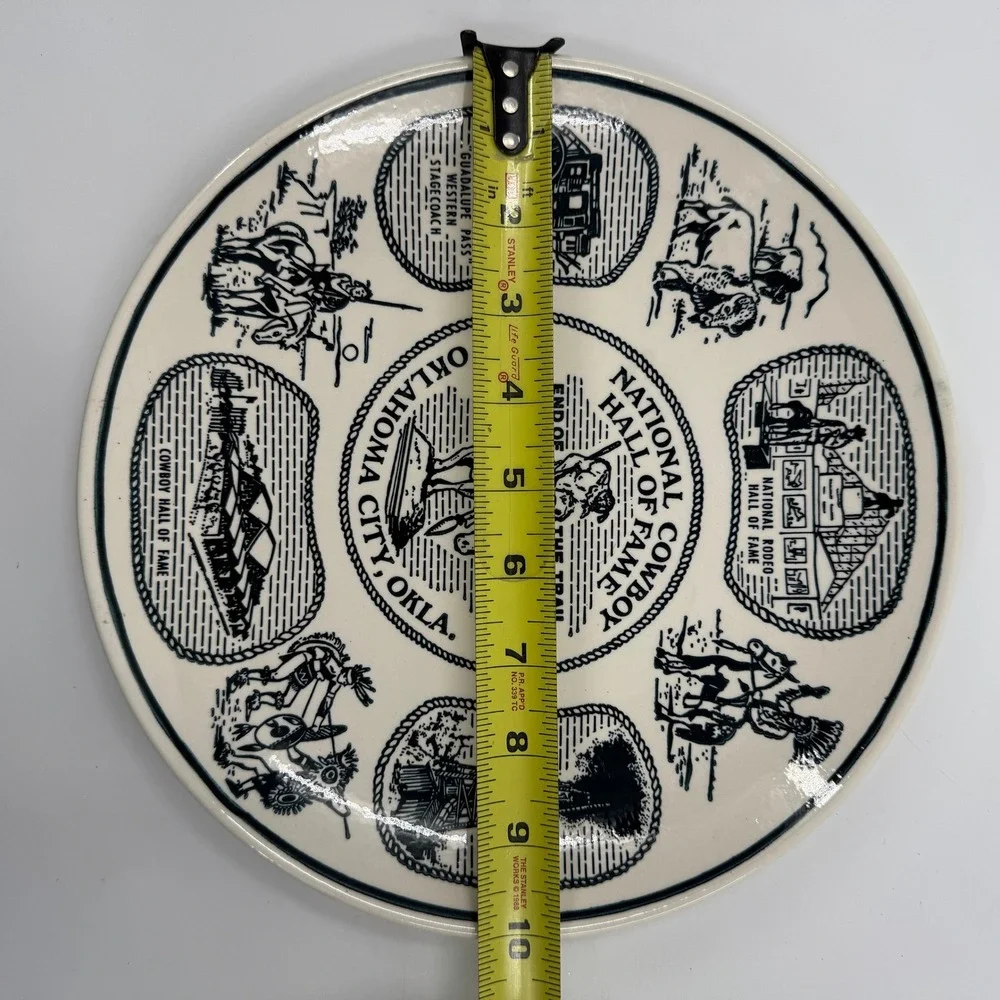 Vintage National Cowboy Hall of Fame Ironstone Plate Oklahoma City Route 66‎ 9in